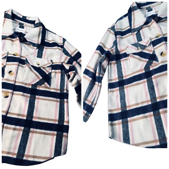 VIGOSS - Plaid Flannel Plus Size Shacket (Shirt + Jacket) Size 1 X NWOT - Picture 5 of 16